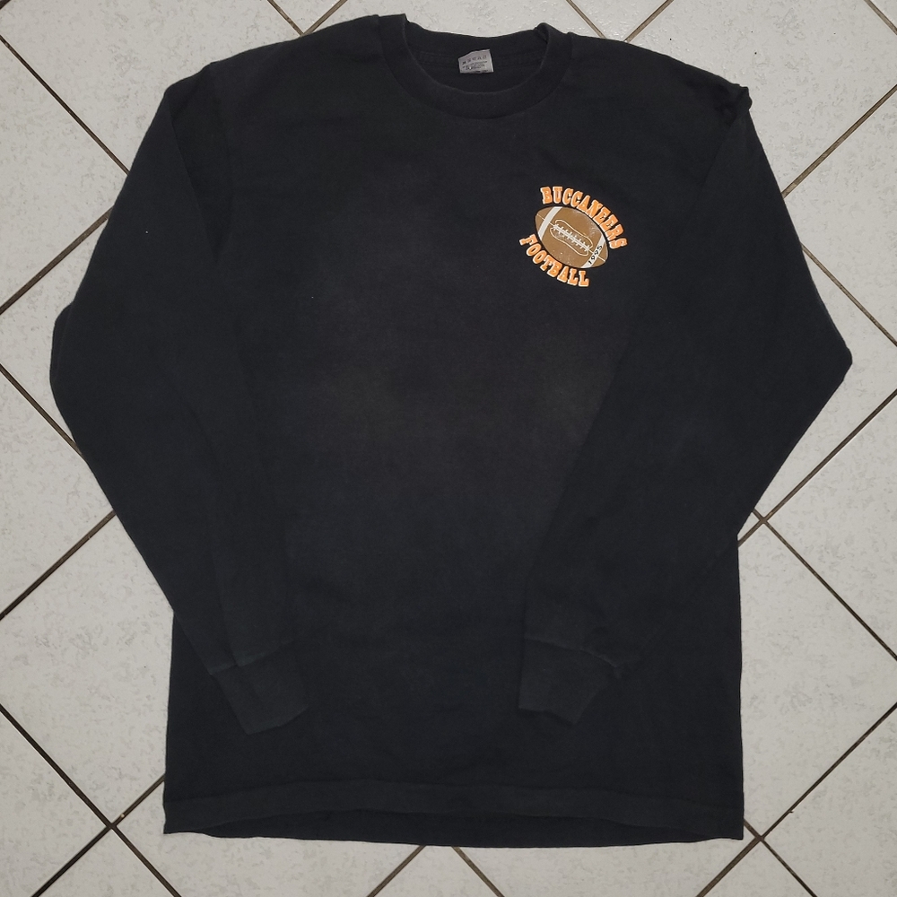 Vintage Tampa Bay Buccaneers NFL Long Sleeve, Old Fruity Tag Faded Black, Large